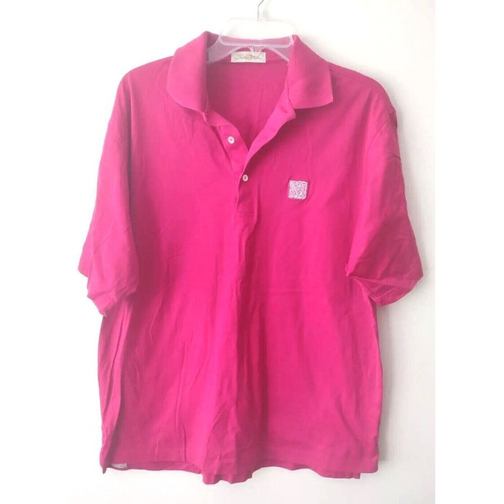 Peter Millar Short Sleeve Polo Shirt Men's Size Medium Pink M Embroidered Cotton